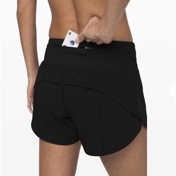 NWT Lululemon Speed Up Mid-Rise Short 4" Black Sz 6 Run Walk Workout Fully Lined - Picture 3 of 10